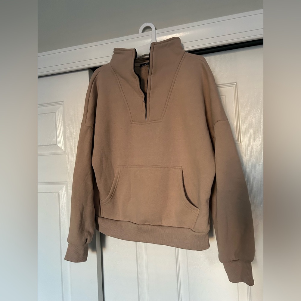 Women’s Tan Half Zip Pullover Sweater